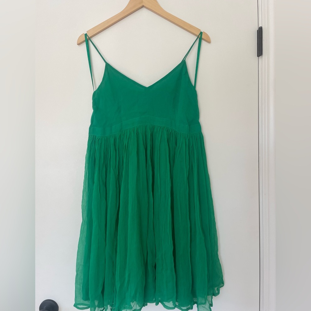 Anthropologie Green Spaghetti Strap Mini Dress